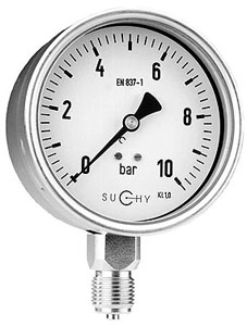 Heavy duty pressure gauges with Bourdon tube