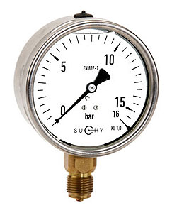 Heavy Duty pressure gauges with Bourdon tube and glycerine filling
