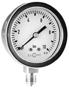 Pressure  gauges with  Bourdon tube  without / with  glycerine filling