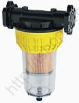 Cartridge filter with transparent container 